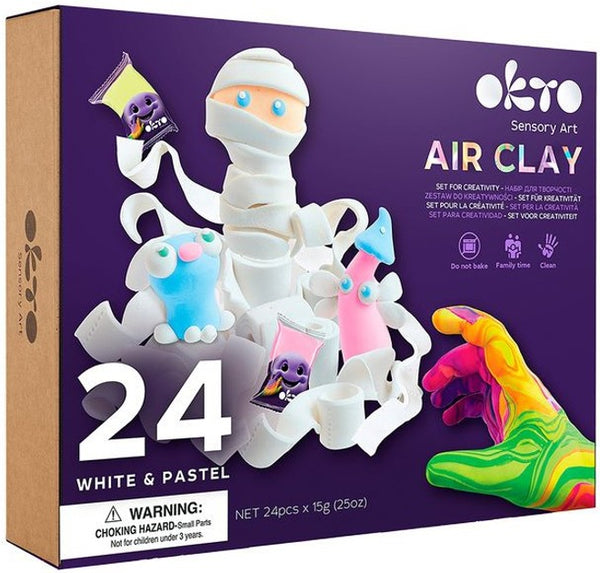 24 White & pastel Set with air clay