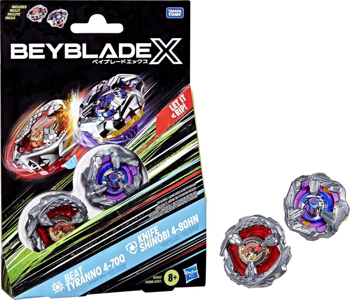 BeyBlade X Dual pack - Beat Tyranno 4-70Q + Knife Shinobi 4-80HN