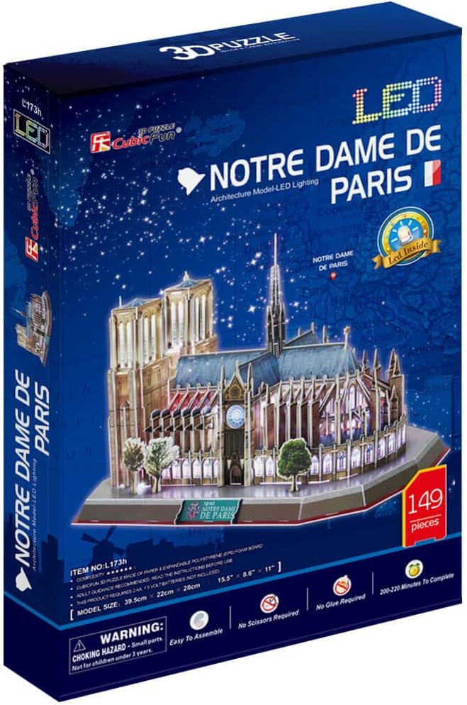 Notre Dame of Paris with Led Lights - 3D Puzzle 