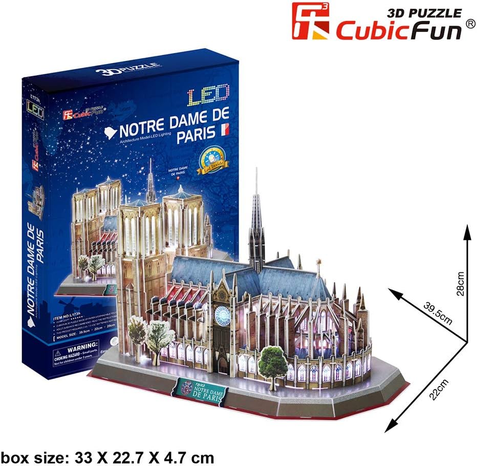 Notre Dame of Paris with Led Lights - 3D Puzzle 