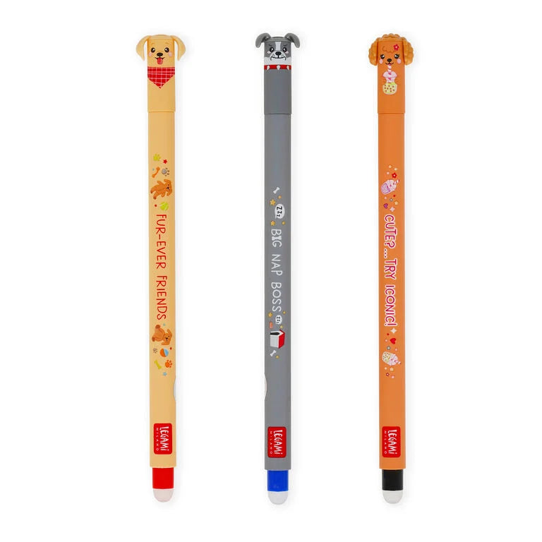 Set di 3 Penne Gel Cancellabili - Cagnolini