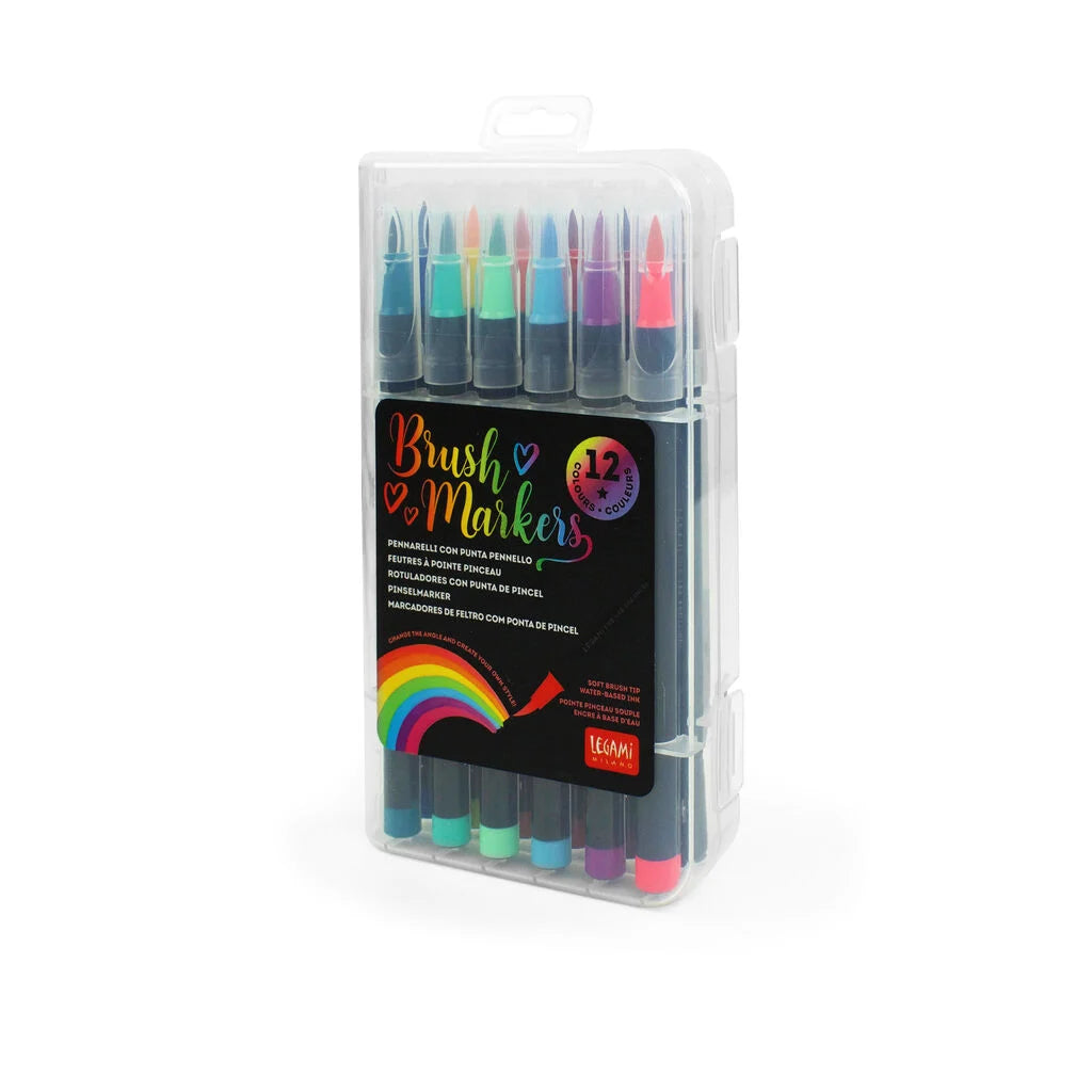 Brush Markers - Set 12 Pennarelli - Bright Colours - Multicolor Ink