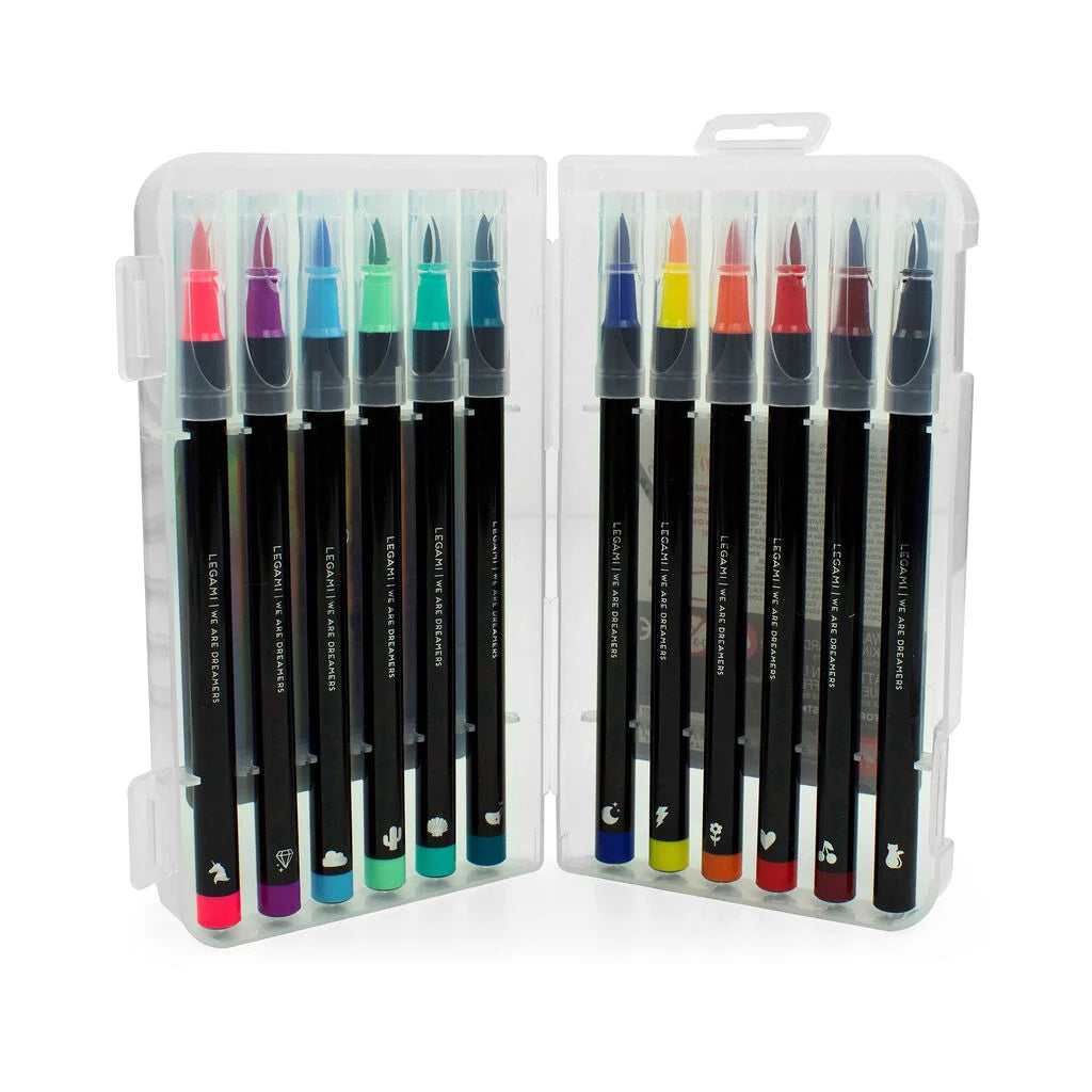 Brush Markers - Set 12 Pennarelli - Bright Colours - Multicolor Ink