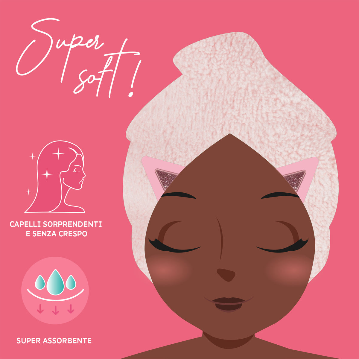 LOVE MY HAIR - ASCIUGAMANO  CAPELLI TURBANTE - KITTY
