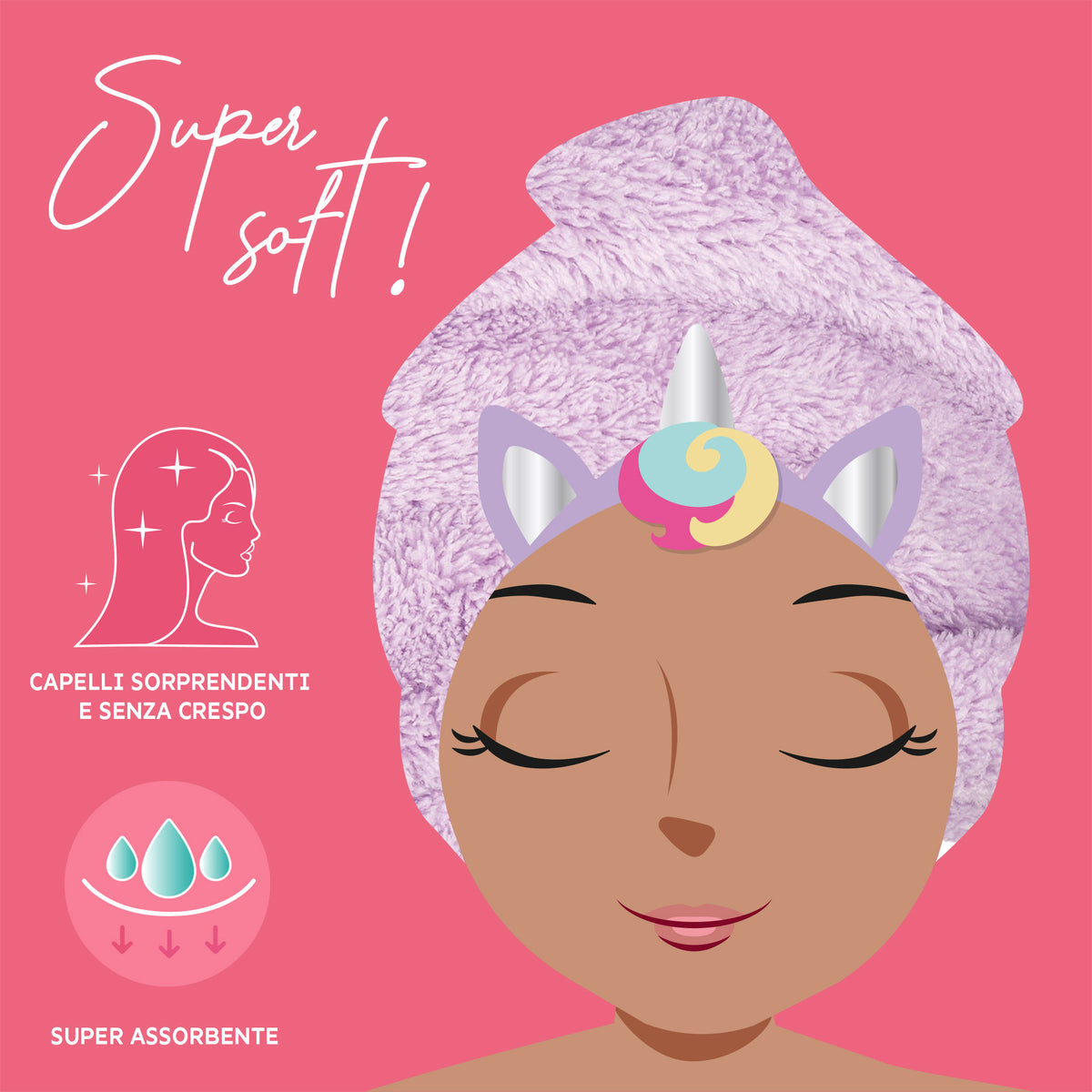LOVE MY HAIR - ASCIUGAMANO  CAPELLI TURBANTE - UNICORN