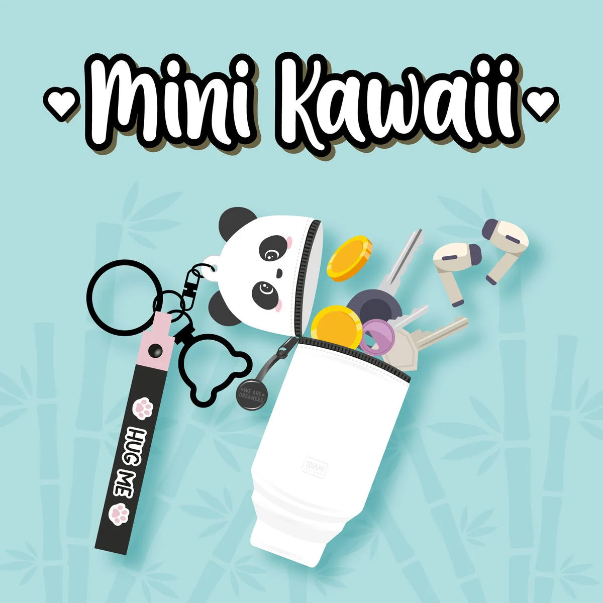 Portamonete con Portachiavi Panda - Mini Kawaii