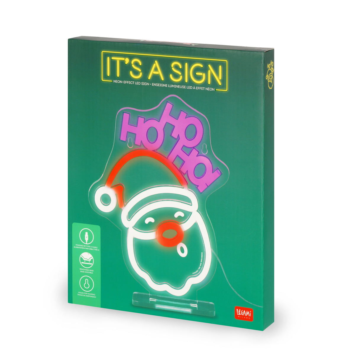 NEON-EFFECT LED SIGN - IT'S A SIGN - SANTA CLAUS