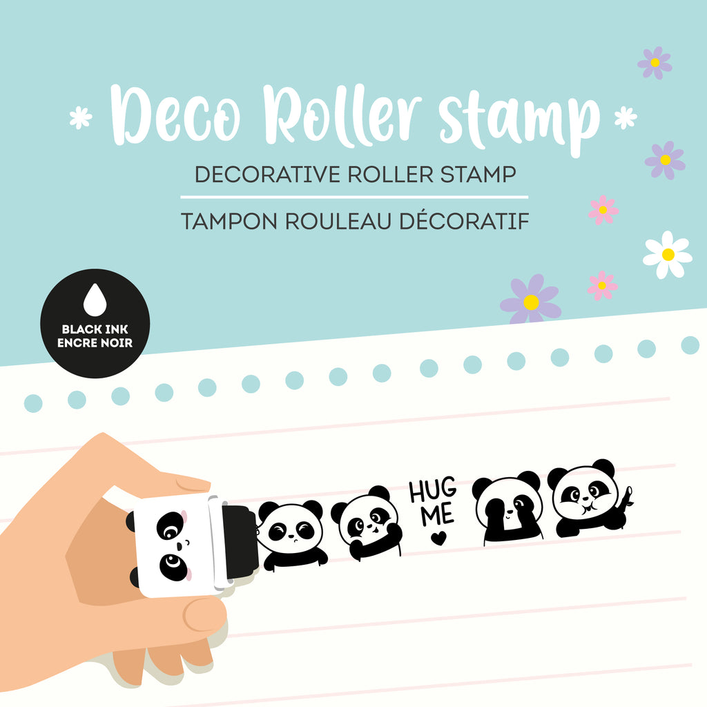 TIMBRO DECORATIVO A RULLO - PANDA - BLACK INK