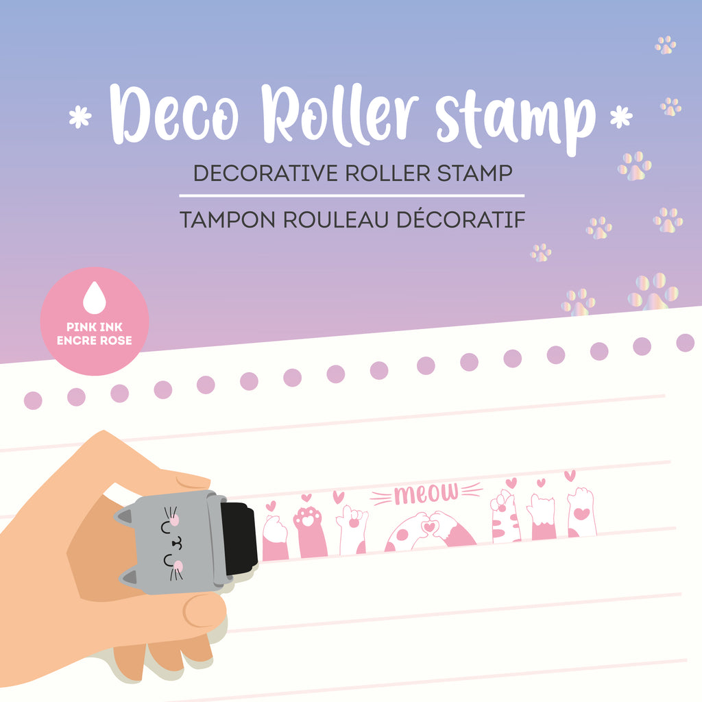 TIMBRO DECORATIVO A RULLO - KITTY - PINK INK