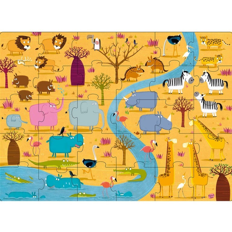 Gli Animali dell'Africa (Puzzle Scatola Tonda e Libro)
