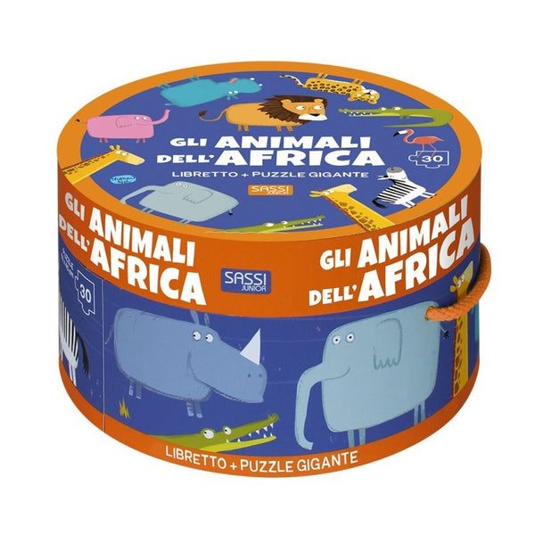 Gli Animali dell'Africa (Puzzle Scatola Tonda e Libro)